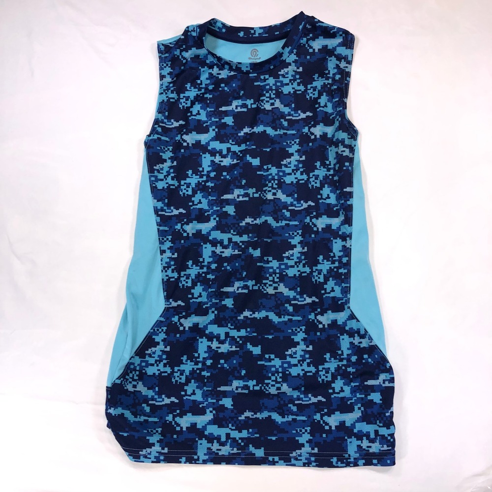 Champion Boys Blue Digital Camo Duo Dry Sleeveless Athletic Shirt Large 12-14